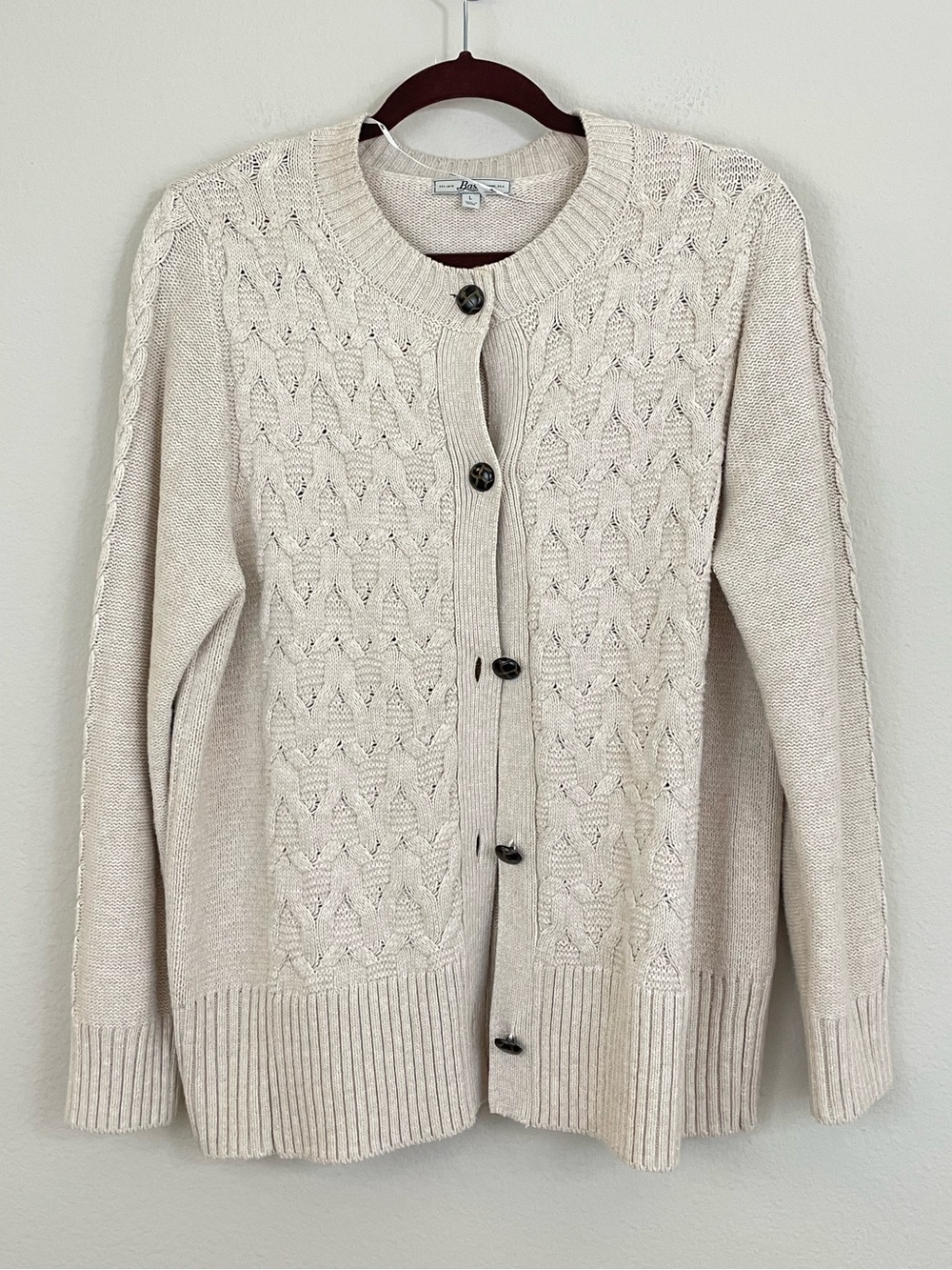 G.H.‎ Bass & Co. Cream Cable-Knit Button Classic Cardigan Size Large Outdoor